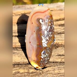 Vintage Ring Mexican Crazy Laced Agate Stone Sterling Silver Sz 6